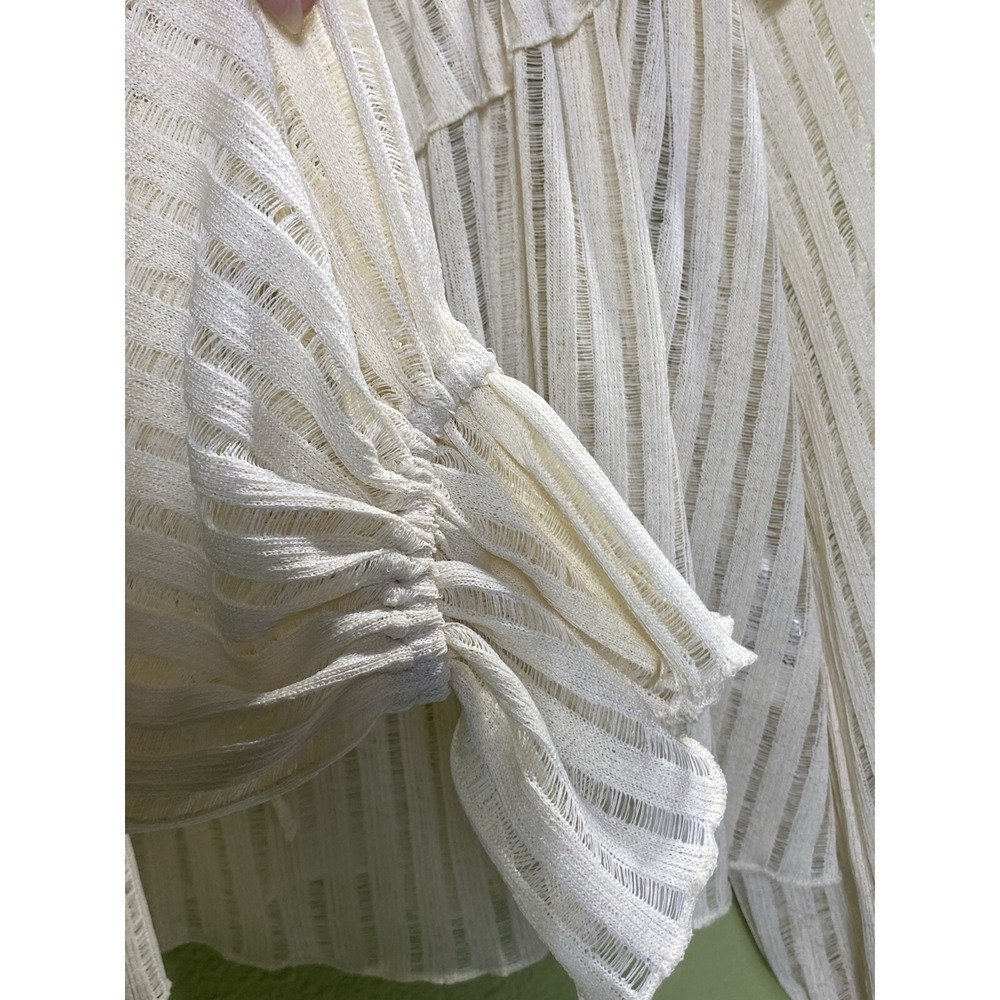 By Anthropologie long sleeve Shirt women XXS sheer crop top Ruffles Cottage NWOT - Picture 4 of 8